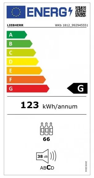 Виноохладител Liebherr WKB 1812, 134 Л, SN-ST, Филтър с активен въглен, Автоматично размразяване, Черен