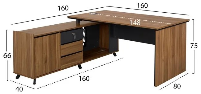 Бюро Сюприм 160x160 обратим ъгъл HM2348 цвят меден дъб