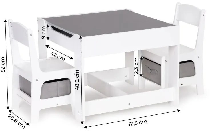Детски комплект мебели дървена маса + 2 стола