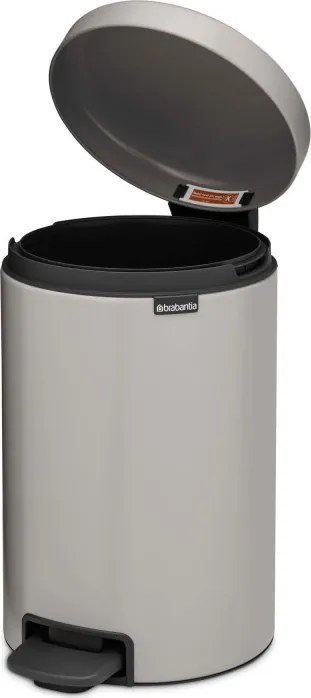 Кош за боклук с педал Brabantia NewIcon 1010440, 12 л, Плавно затваряне, Противоплъзгаща основа, Светлосив