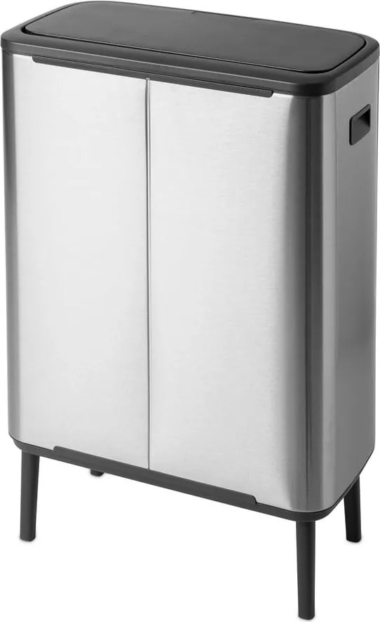 Матово-сребристо стоманено кошче за боклук за рециклиране, отваряне с докосване 60 l Bo Touch Bin Hi – Brabantia