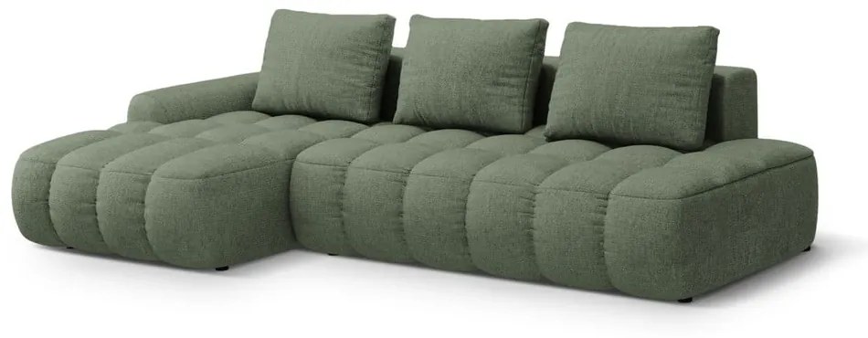 Зелен сгъваем/с място за съхранение ъглов диван (ляв ъгъл) Linz – Cosmopolitan Design