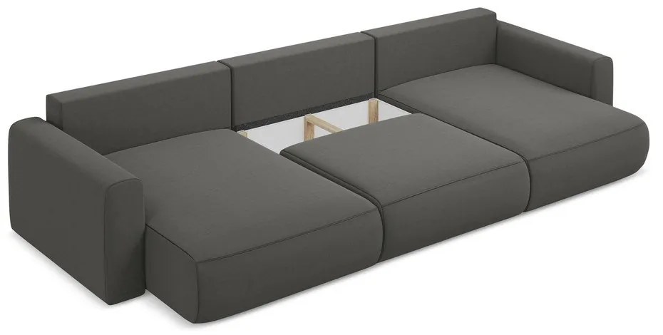 Тъмносив кадифен разтегателен ъглов диван с място за съхранение (U форма) Kapua – Makamii
