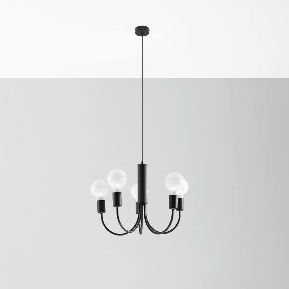 Черно висящо осветително тяло ø 45 cm Karim – Sollux