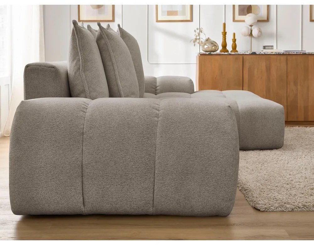 Кафяво-сив шенилов сгъваем/с място за съхранение ъглов диван (десен ъгъл) Everest – Bobochic Paris