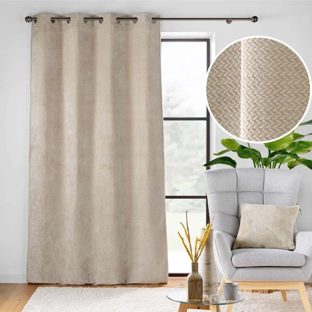 Бежово перде от микрофланела 140x240 cm Flanela – douceur d'intérieur