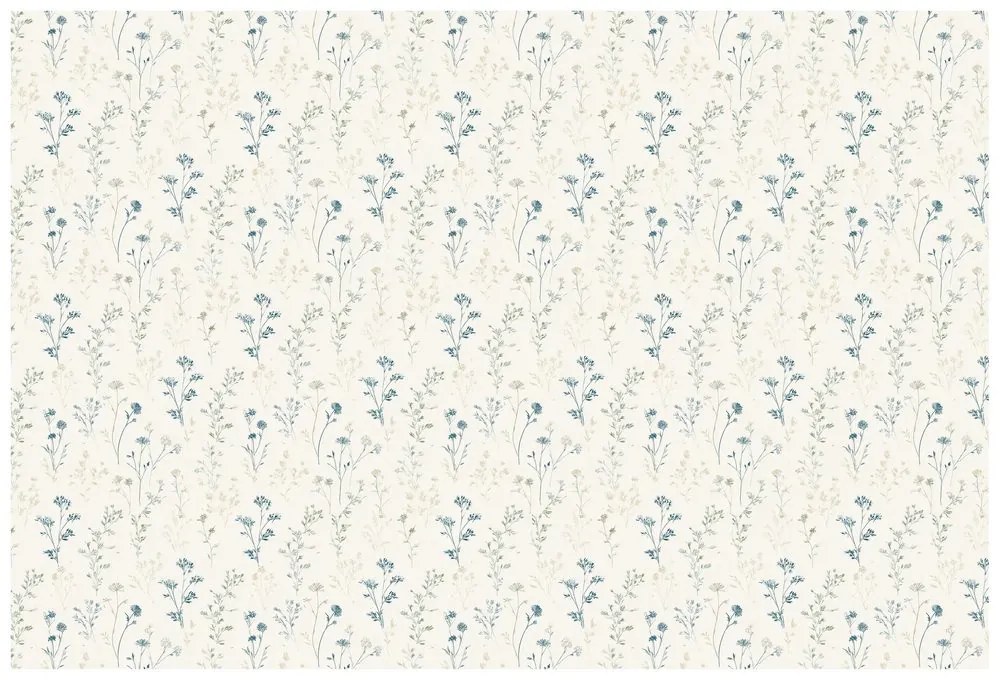 Фототапет – Нежни сини цветчета на бежово