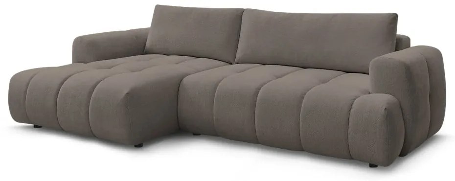 Кафяво-сив сгъваем/с място за съхранение ъглов диван (ляв ъгъл) Fuji – Bobochic Paris