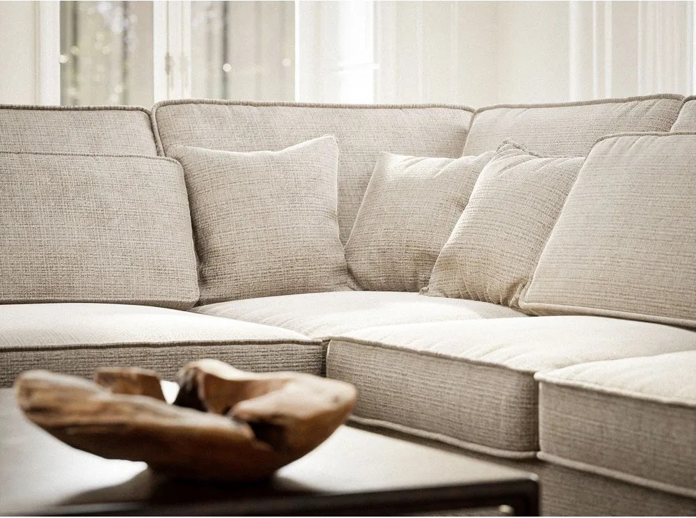 Кремав шенилов ъглов диван (ляв ъгъл/L форма) Kirou – Maison de Rêve