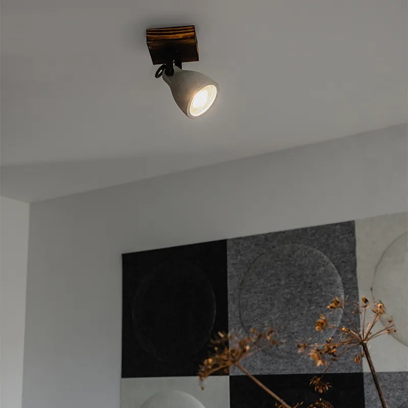 Индустриален таванен прожектор дърво с бетон - Creto