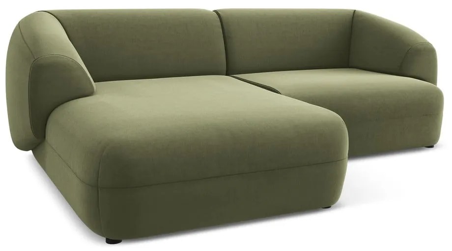 Зелен кадифен ъглов диван (ляв ъгъл) Moana – Makamii
