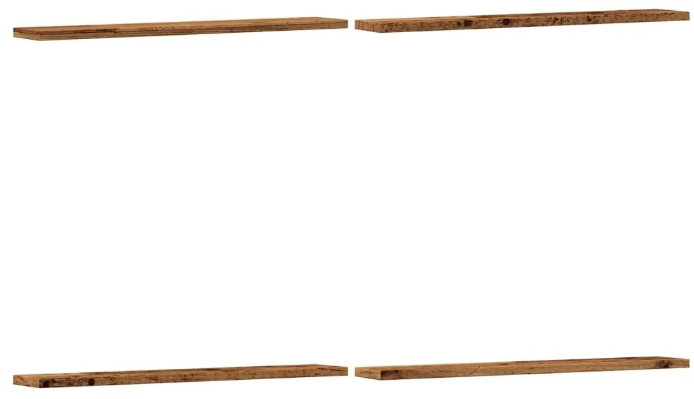 856297 vidaXL Стенни рафтове 4 бр старо дърво 60x20x1,5 см инженерно дърво