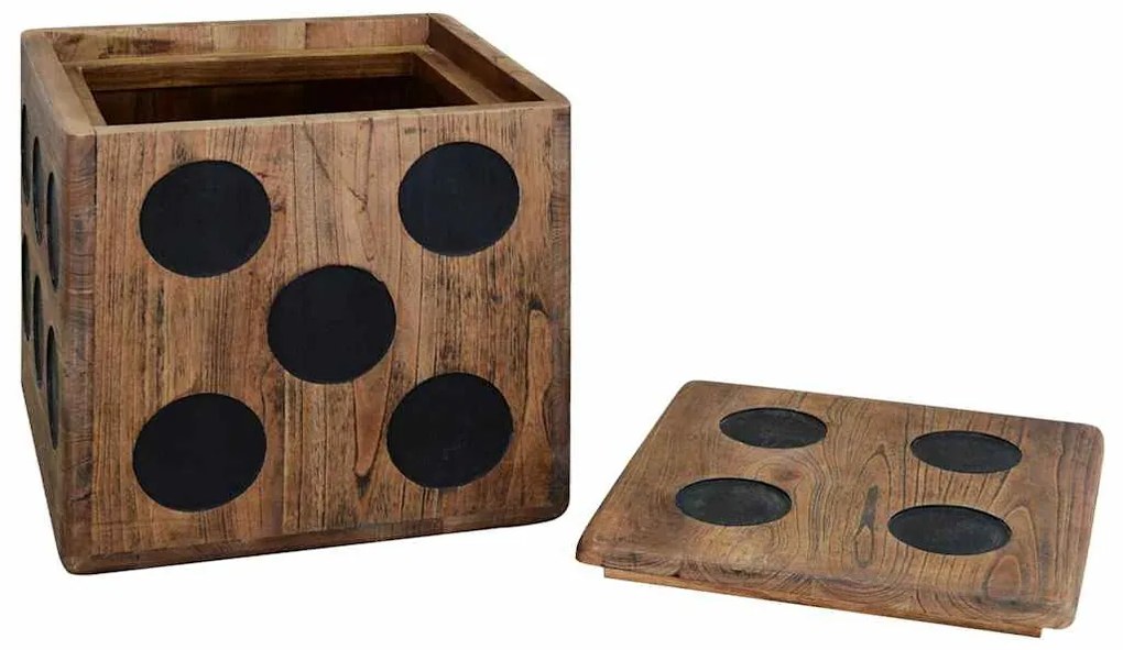 244559 vidaXL Кутия за съхранение, минди дърво, 40x40x40 см, дизайн на зар