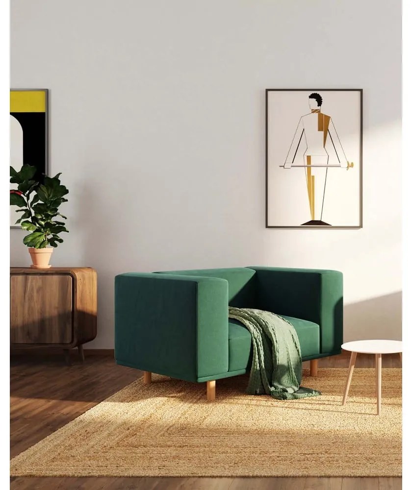 Кресло от тъмнозелено кадифе Kukumo - Ame Yens