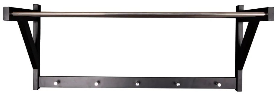 Черна стенна закачалка от тополово дърво с рафт Padova - House Nordic