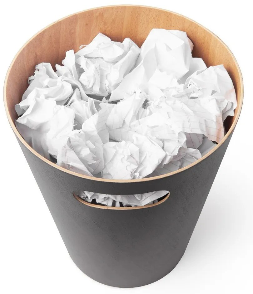 Тъмносиво офис кошче за боклук 7,5 l Woodrow – Umbra