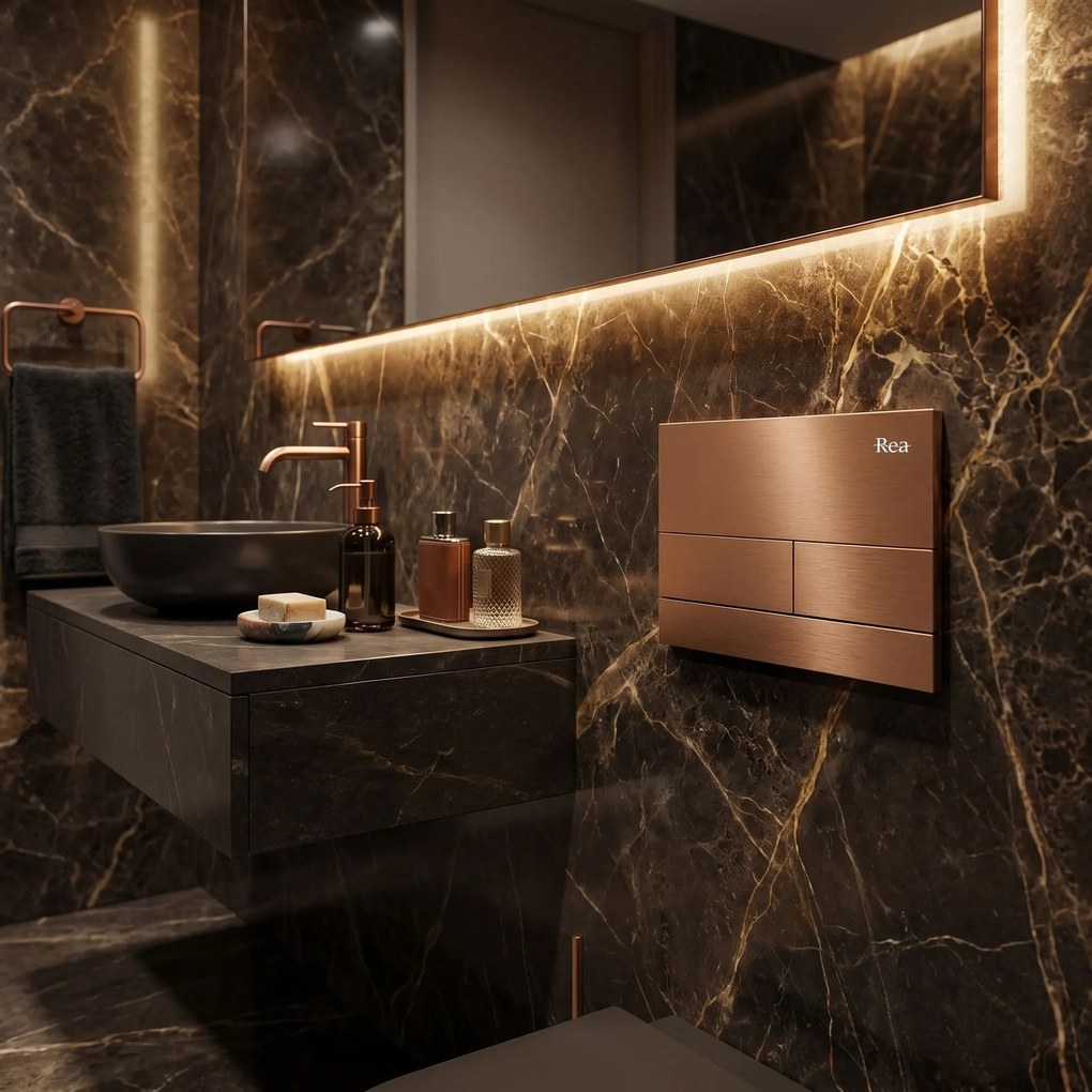 Комплект Структура за Вграждане за WC Slim 024N с Бутон T Brush Copper