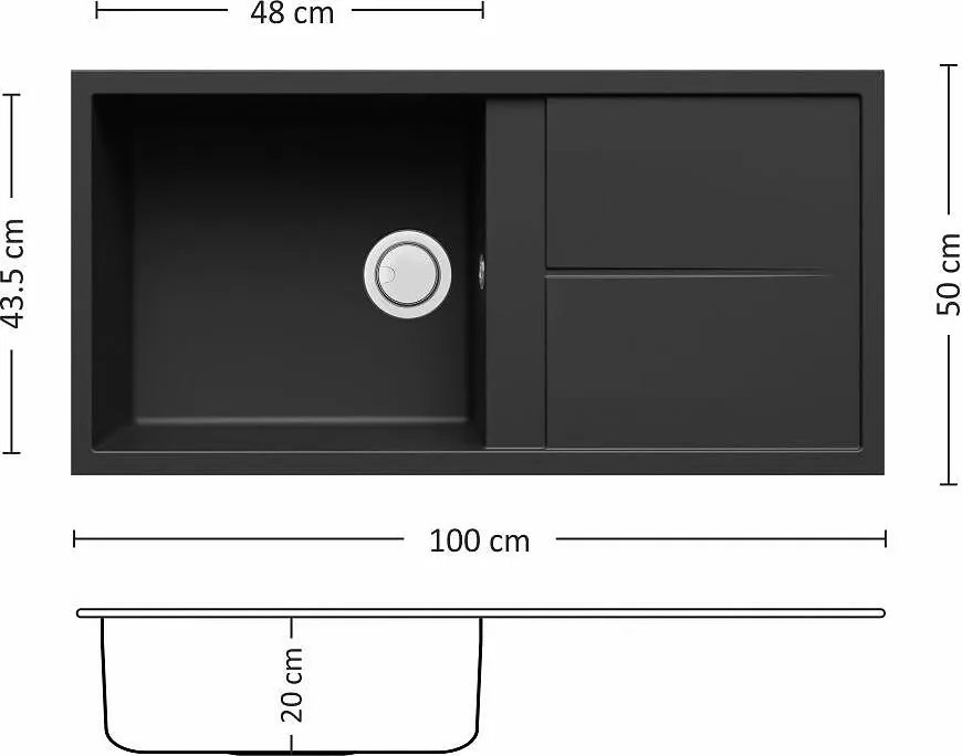 Leks UNICO PLUS BB 100.1 SI Композитна мивка за вграждане