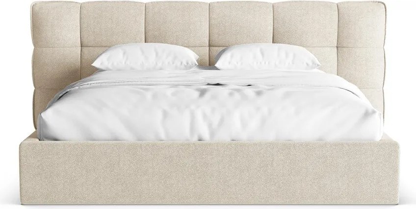 Бежово двойно легло 140x200 cm тапицирано с място за съхранение с включена подматрачна рамка Eric – Micadoni