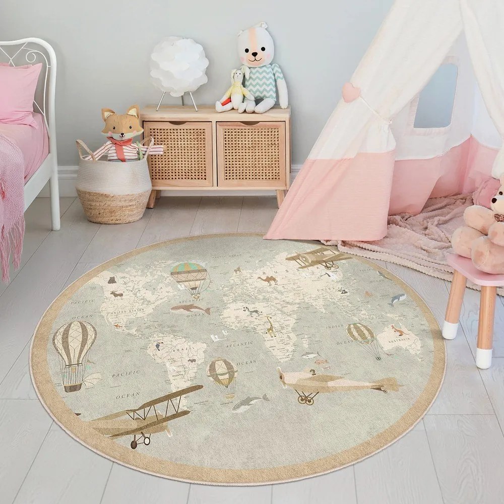 Детско килимче за игра подходящо за пране ø100 cm Vintage World – Mila Home