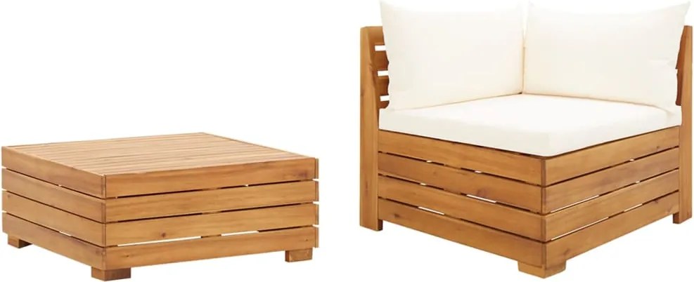 316087 vidaXL Градински комплект с възглавници, 2 части, акациево дърво масив