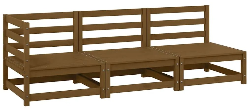 805708 vidaXL Градински лаундж комплект, 3 части, меденокафяв, бор масив