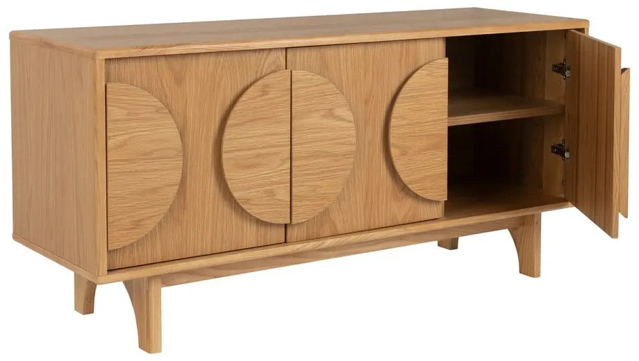 Нисък скрин от декор от дъб в естествен цвят 120x58 cm Groove – Zuiver