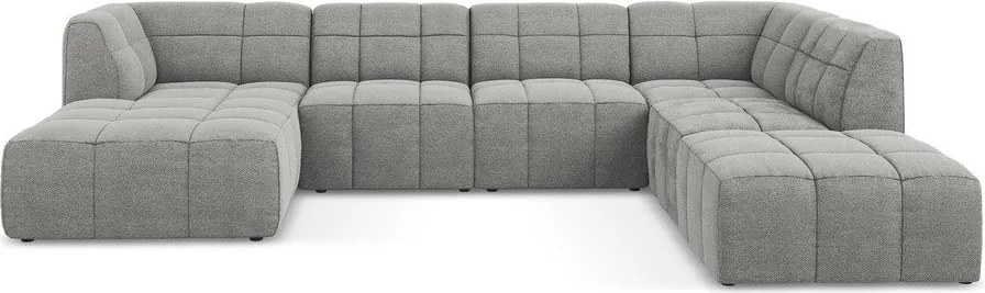 Сив ъглов диван от прежда с примки от букле (U форма) Aloha – Makamii