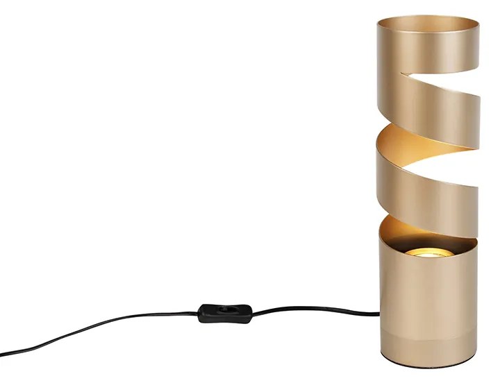 Moderne tafellamp taupe met goud - Stream