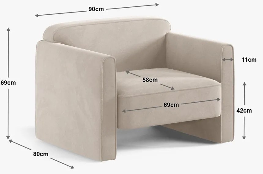 Теракотено кадифено кресло Abby – Micadoni