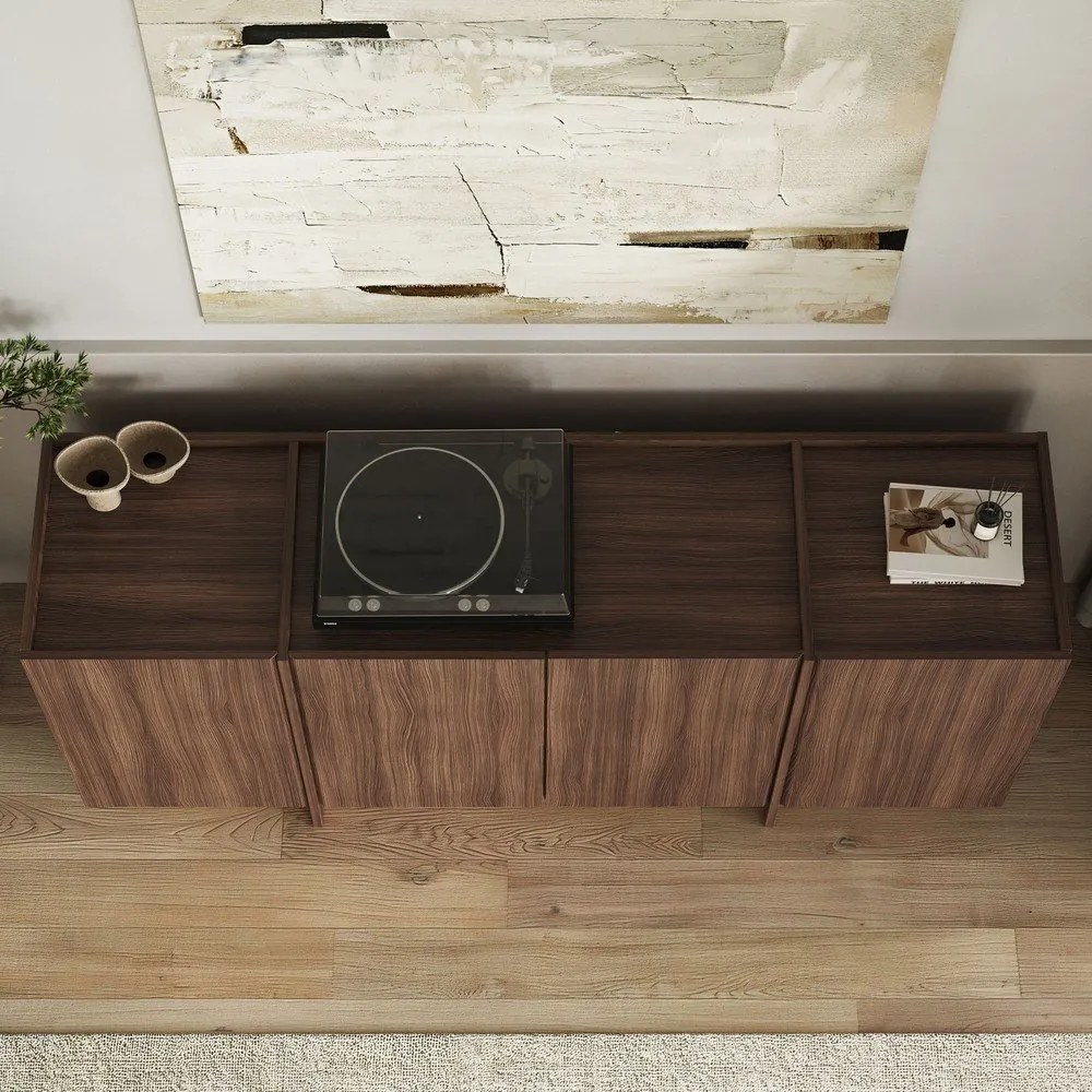Скрин от декор от орех с отвор за кабели в тъмно естествен цвят 180x80x45 cm Dorma – Kalune Design