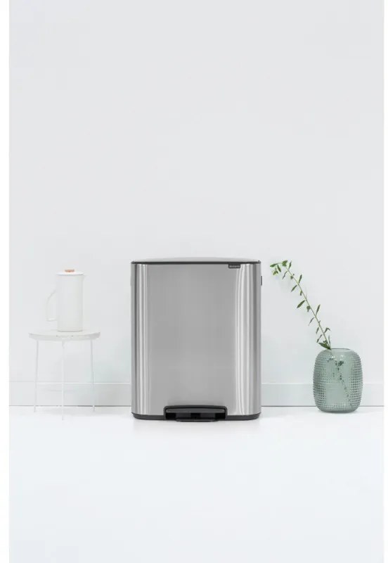 Кош за боклук Brabantia Bo Pedal 1003186, 60 л, Леко затваряне, Противоплъзгаща основа, Устойчив на пръстови отпечатъци, Инокс/Мат