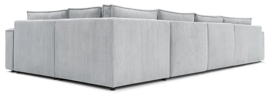 Светлосив ъглов диван от велур, десен ъгъл Nihad modular – Bobochic Paris