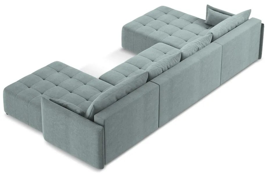 Син разтегателен ъглов диван с място за съхранение (U форма) Moku – Makamii