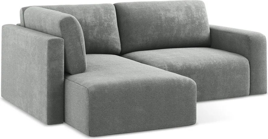 Сив шенилов сгъваем/с място за съхранение ъглов диван (ляв ъгъл/L форма) Kona – Makamii