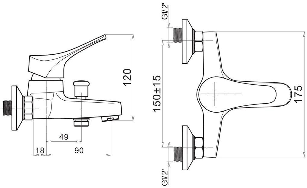 Стенен кран за баня с душ set Pyramis Serra