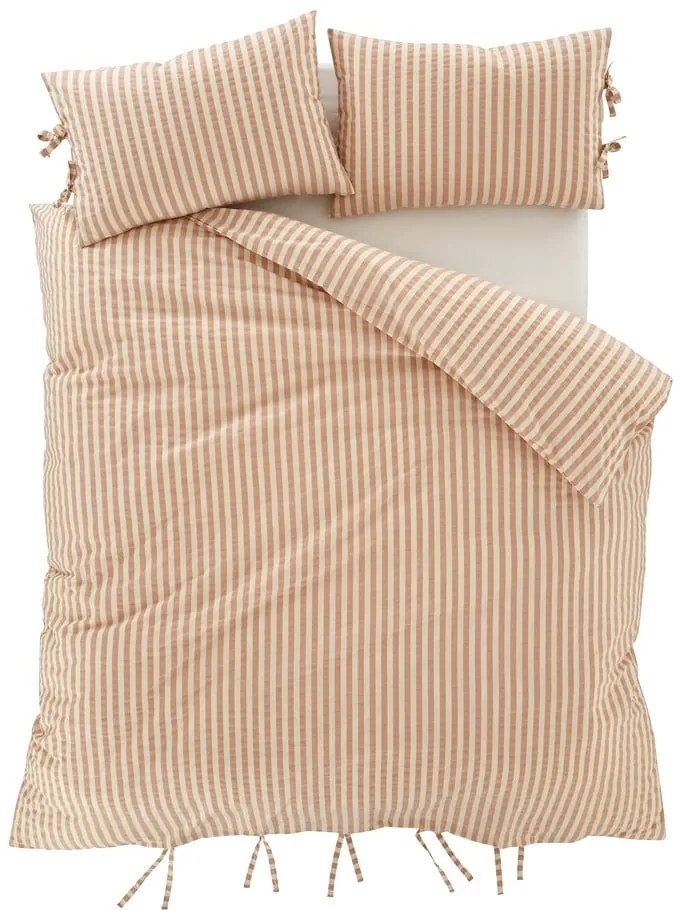 Двойно спално бельо теракотено 200x200 cm Zanzibar Stripe – Pineapple Elephant