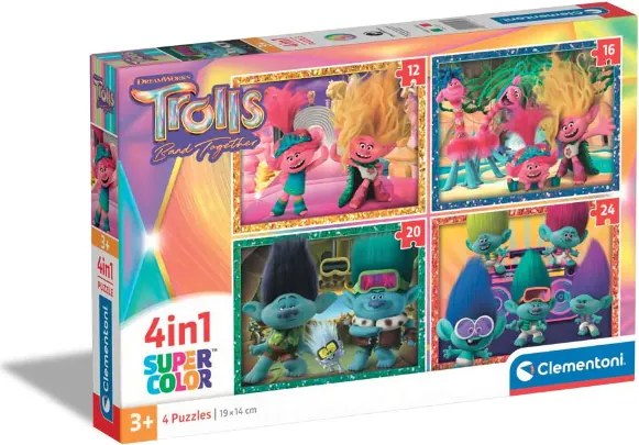 Clementoni - Пъзел 4 в 1 Trolls 3 21527