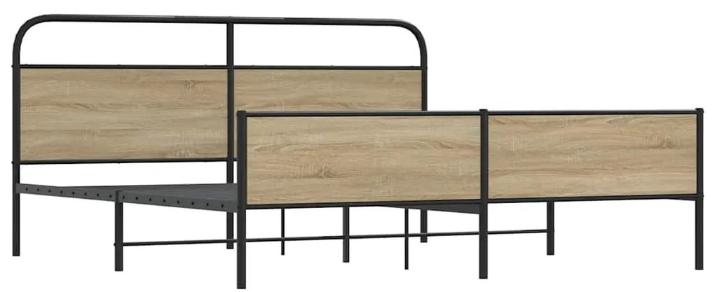 3318682 vidaXL Метална рамка за легло, без матрак, опушен дъб, 193x203 см