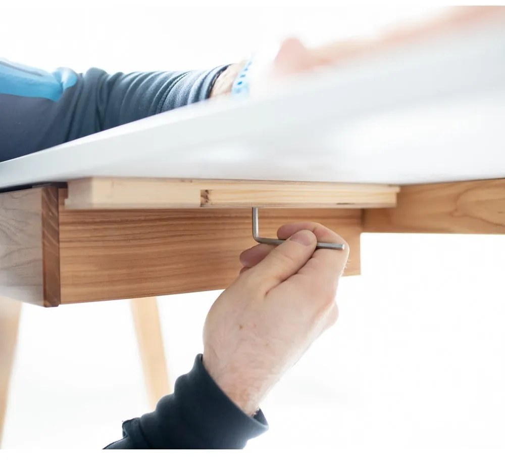 Бяло бюро с основа от ясенова дървесина, дължина 85 cm Luka - Ragaba