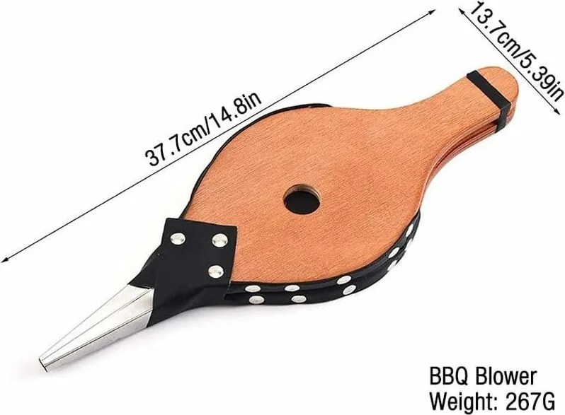 Ръчен мех за камина/барбекю Master Grill & Party MG119, 37.7 см, Винтидж дизайн, Кафяв