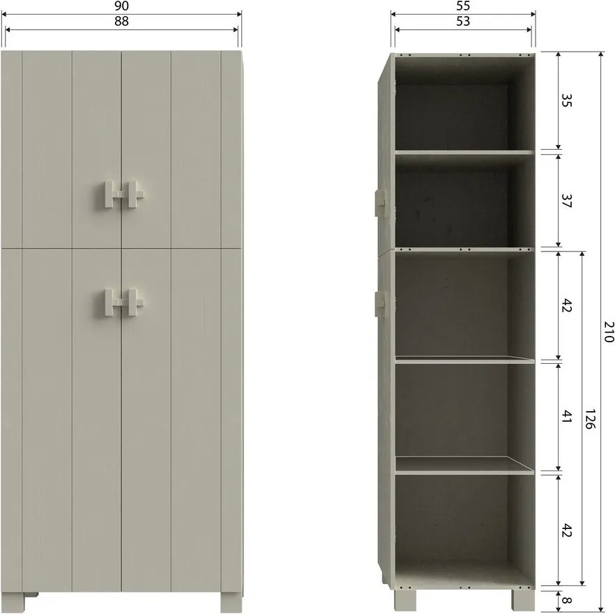 Светлосив допълнителнa рафтовa 2 бр. от масивен бор Mees – WOOOD