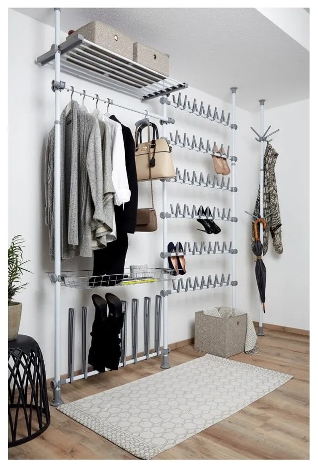 Бял метален телескопичен стелаж за обувки Herkules – Wenko