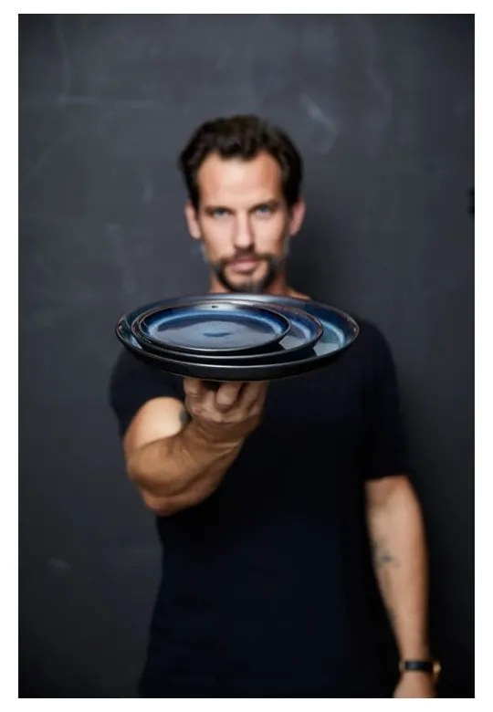 Черна/синя десертна глинена чиния ø 17 cm Gastro Dark Blue/Black – Bitz