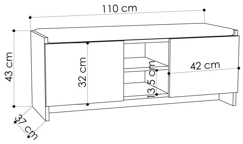 Кафяв шкаф за обувки / пейка Zulla - Homitis