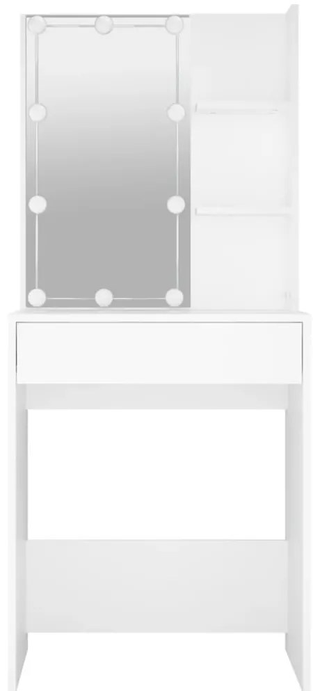 Тоалетка с LED, бяла, 60x40x140 см