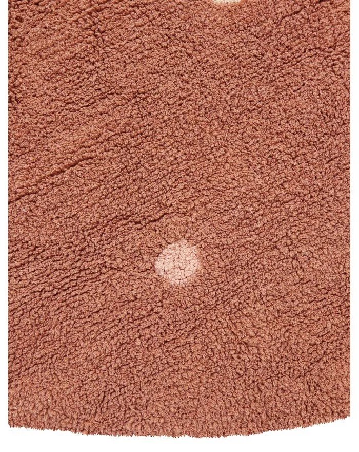 Памучен ръчно изработен детски килим подходящ за пране в тухлен цвят ø140 cm Round Dot Chestnut – Lorena Canals