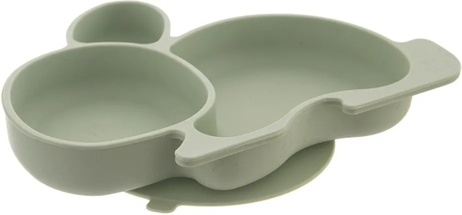 Светлозелена силиконова детска чиния 18x23 cm Bunny – Orion