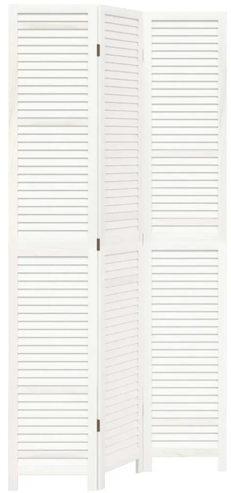 358832 vidaXL Разделител за стая, 3 панела, бял, дърво пауловния масив