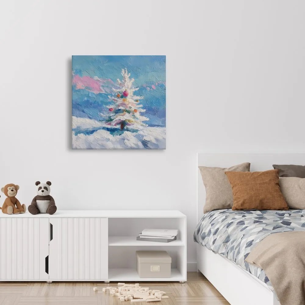 Картина на платно – Зимна магия с коледно дърво